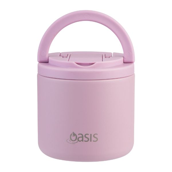 Picture of Oasis Stainless Steel Double Wall Insulated Food Flask Quick Release Lid & Spork 500ml Blush
