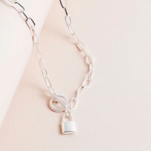 Picture of Silver Classic Padlock FOB Necklace