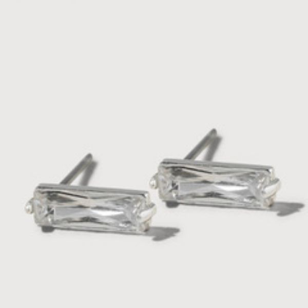Picture of SAE538 Silver Crystal Bar Stud Earings