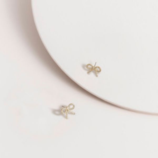 Picture of Gold CZ Bow Stud Earrings