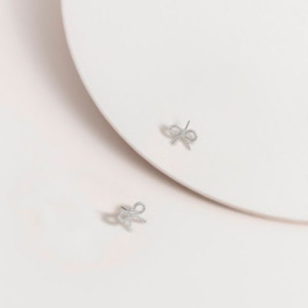 Picture of Silver CZ Bow Stud Earrings