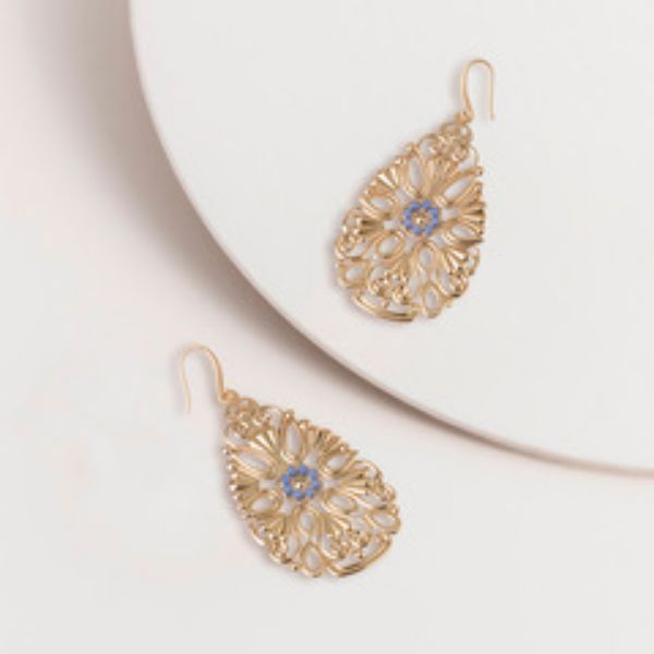 Picture of Blue Beaded Filigree Statement ER