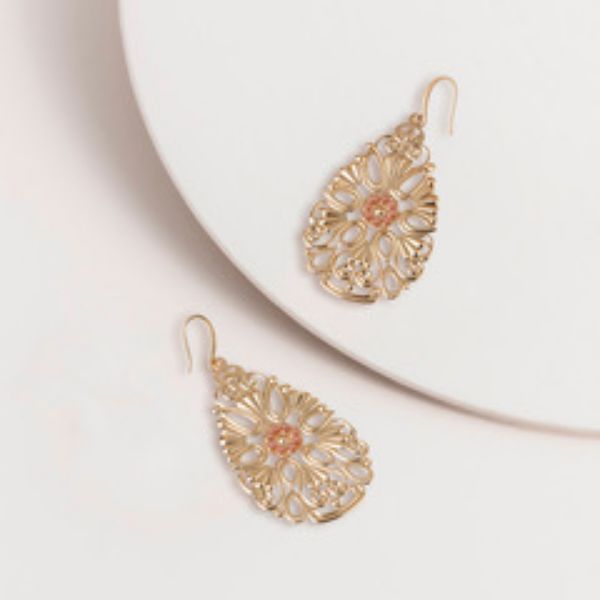 Picture of Pink Beaded Filigree Statement ER