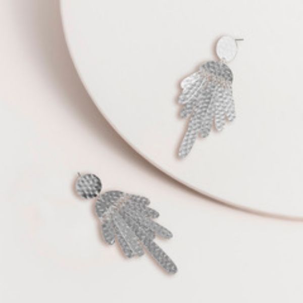 Picture of Silver Beaten Fringe Post Earrings