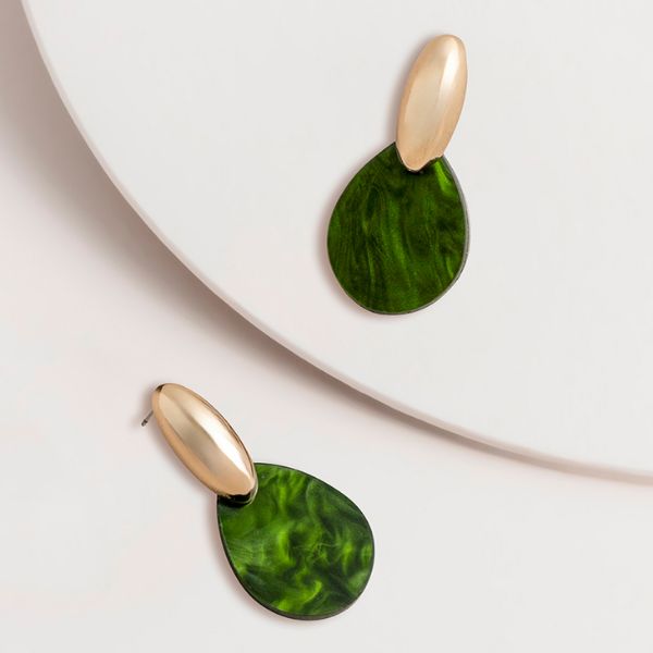 Picture of SAE546 Green Acetate Teardrop Earrings