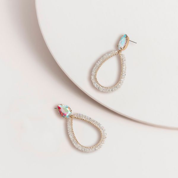 Picture of SAE514 AB Beaded Teardrop Jewel Earings
