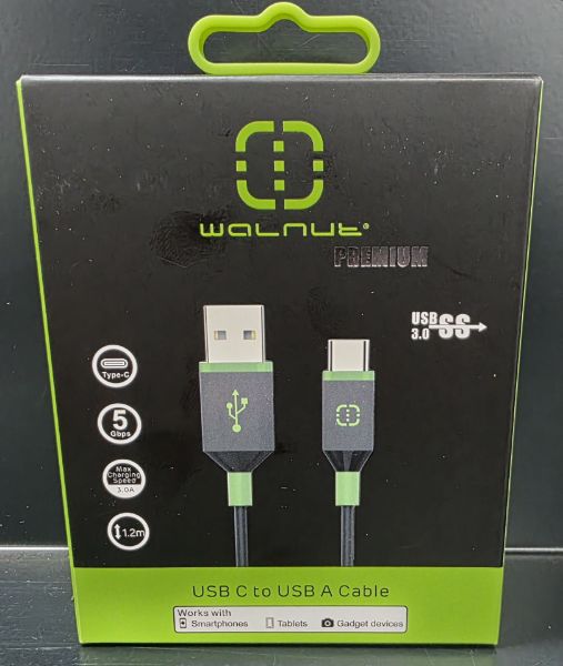 Picture of Walnut Premium USB C to USB A 3.0A 1.2m