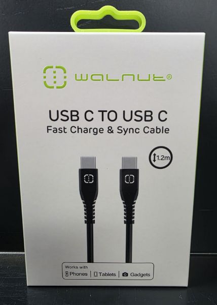 Picture of Walnut USB C to USB C Fast Charge & Sync 1.2m